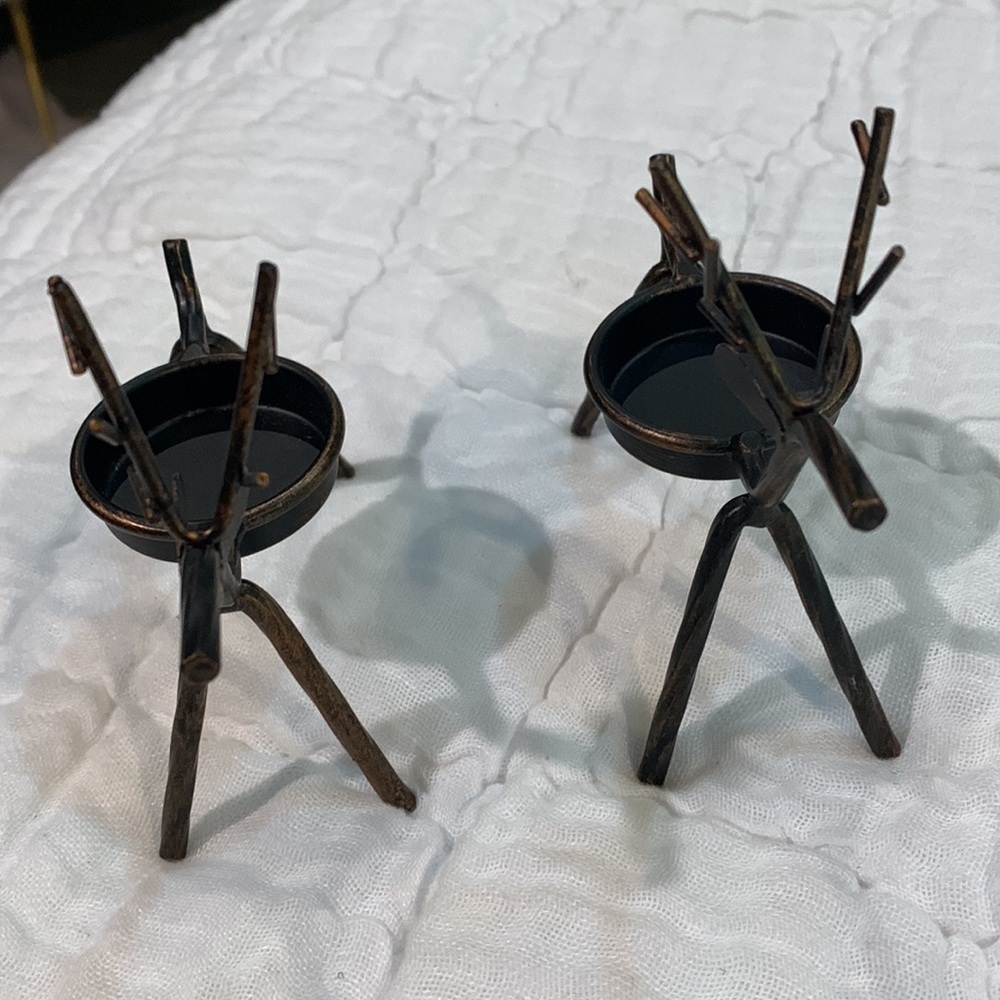 NWOT Reindeer Candle Holders (2) in a bronzy finish - Picture 2 of 3